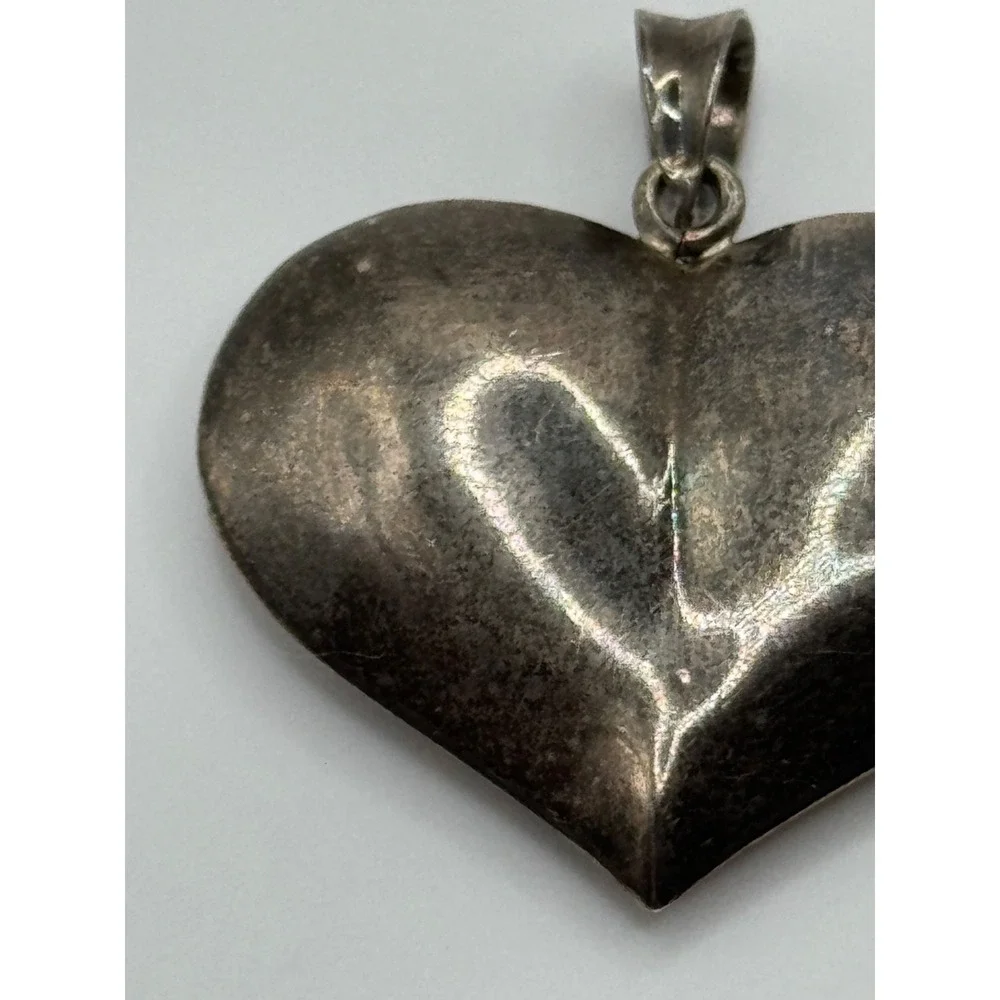 Vintage Sterling Silver 925 Puffy Heart Pendant